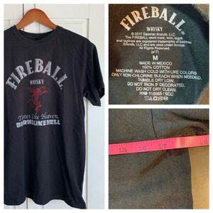 Fireball Whisky T shirt Men Medium Black Cinnamon Devil Tastes Heaven Burns Hell